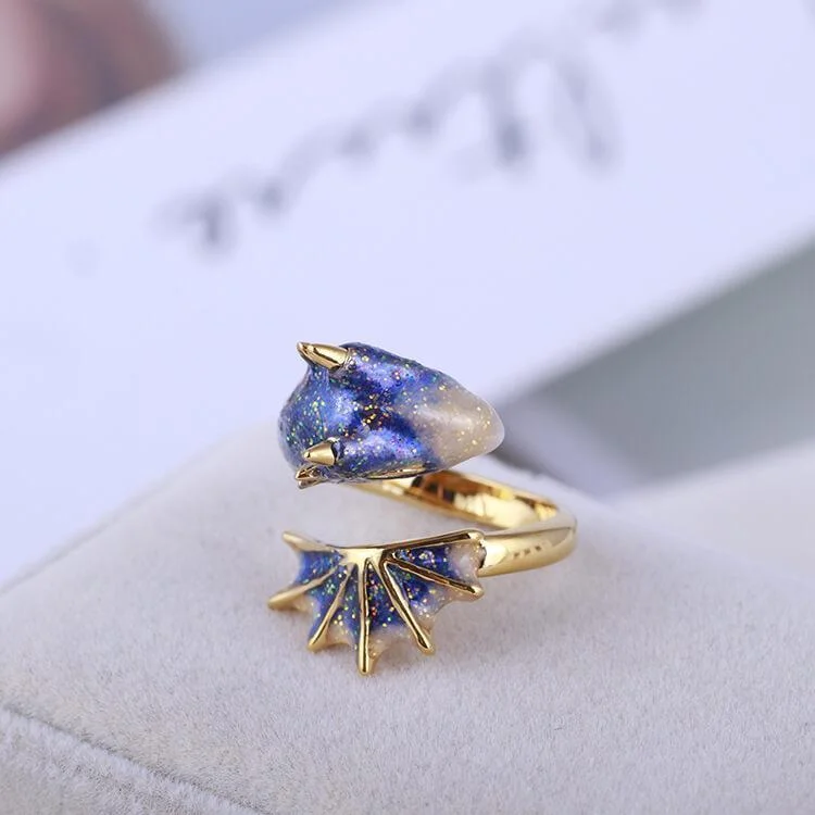 Gold Topaz Dragon Ring Lucky Finger Pet