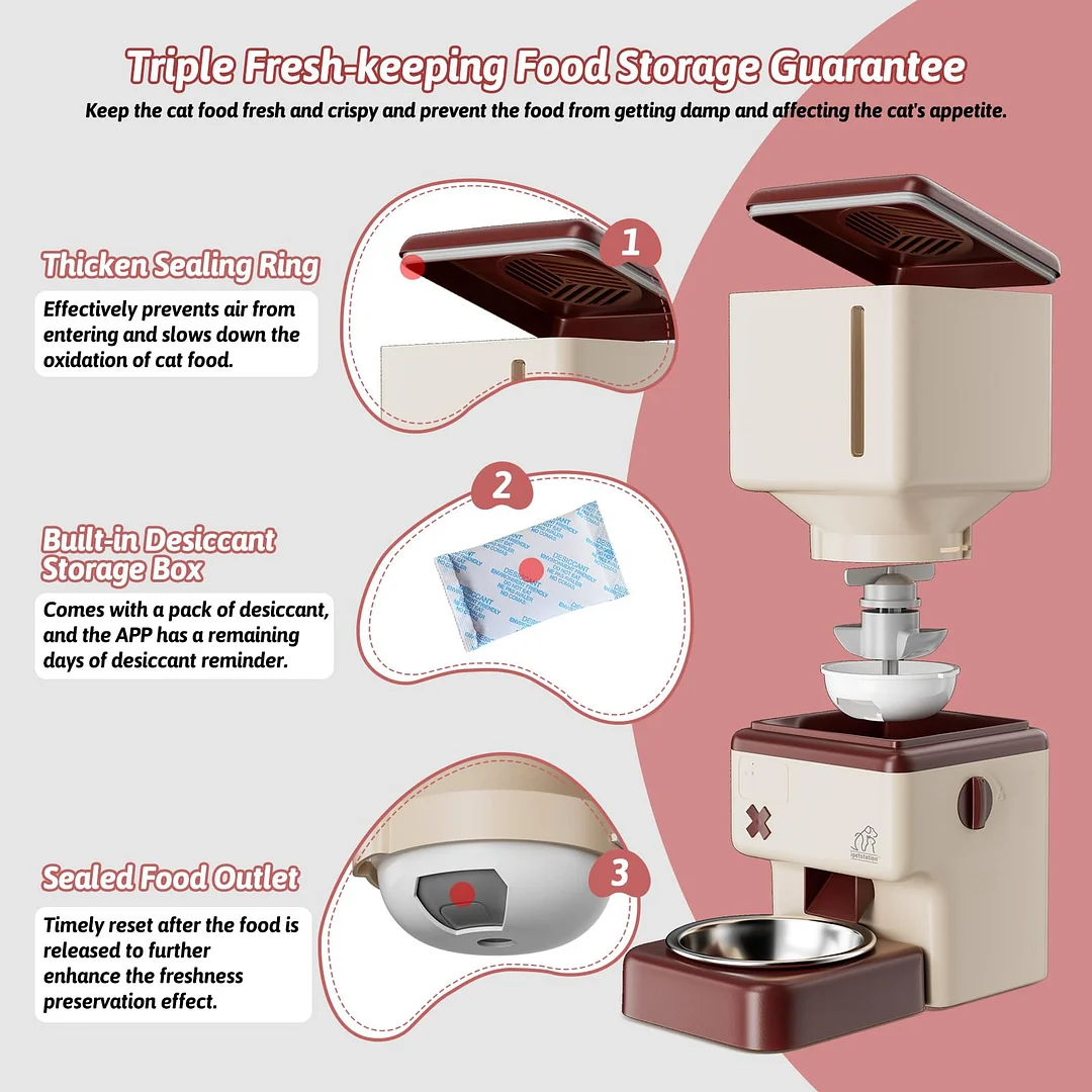 BEBANG Automatic Cat Feeder, WiFi Connected, 3.5L Sealed Food Storage, Stainless Steel Bowl, Cat Food Dispenser Small for Medium Dogs