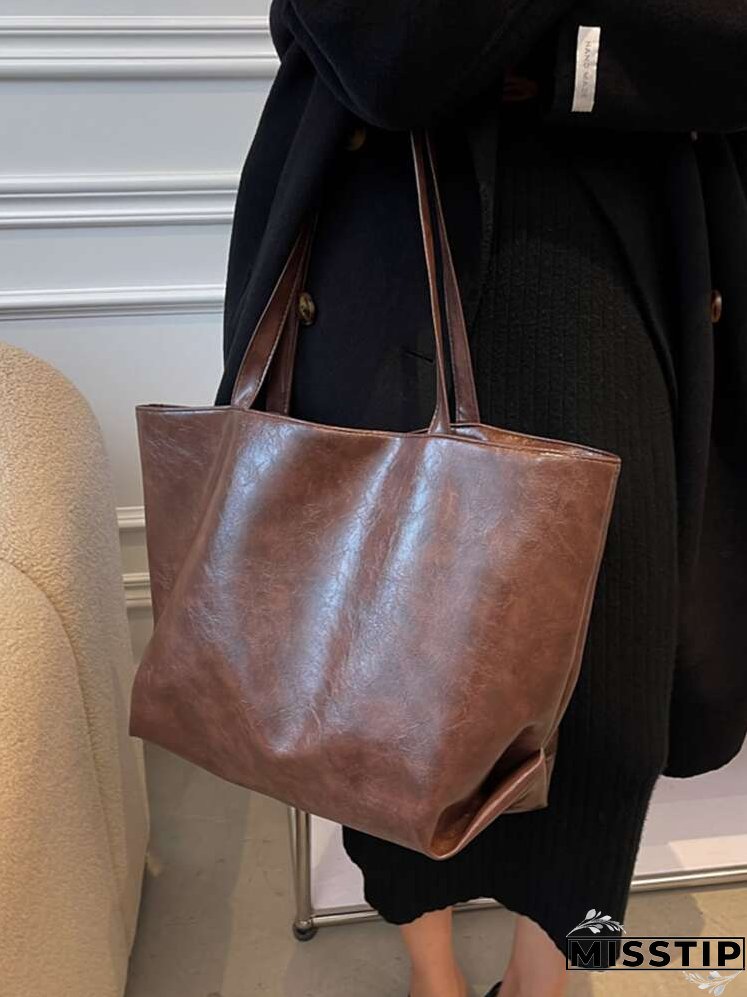 Textured Shoulder Tote Bag