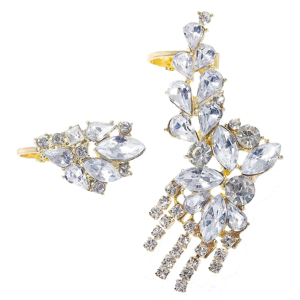 Dvacaman New Shiny Rhinestone Earrings Tassel Drop Earrings For Women Luxury Jewelry Long Dangle Earrings 2022 Party Accessories