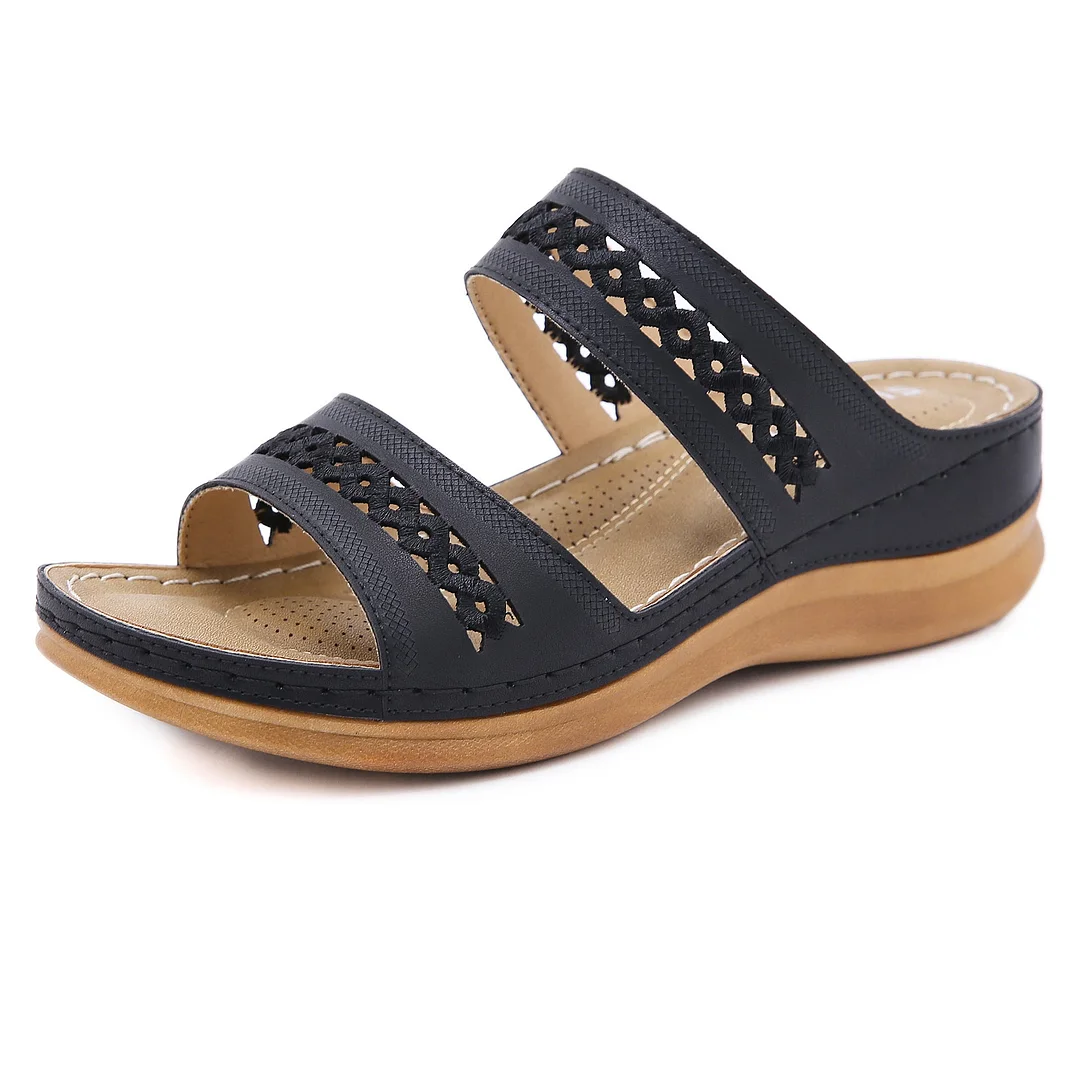 2022 Plus Size Non-slip Wedge Heel Cutout Comfort  Women Sandals - vzzhome