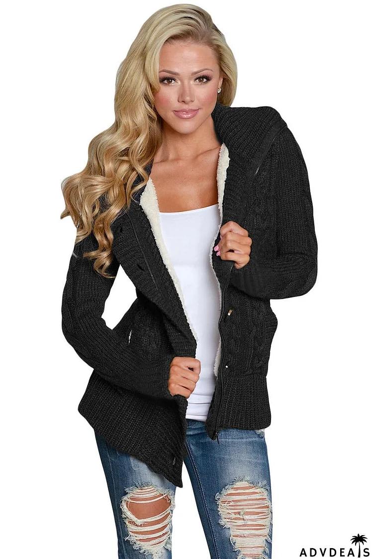 Long Sleeve Button-up Hooded Cardigans