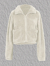 Fuzzy Solid Fall & Winter Jacket, Casual Zip Up Long Sleeve Warm Outerwear, Women's Clothing