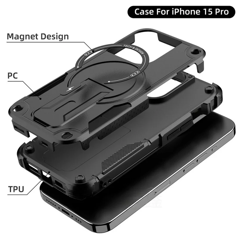 Armor Magnetic Invisible Bracket Apple Phone Case