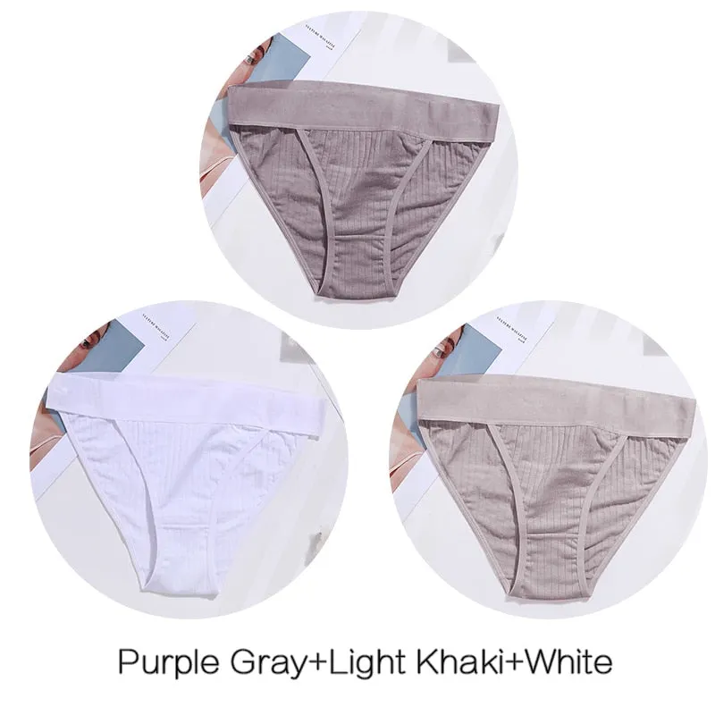 FINETOO 3Pcs/set Panties Women Cotton Underwear Female Sexy Lingerie Ladies Casual Brief Women Striped Underpants Intimates M-XL