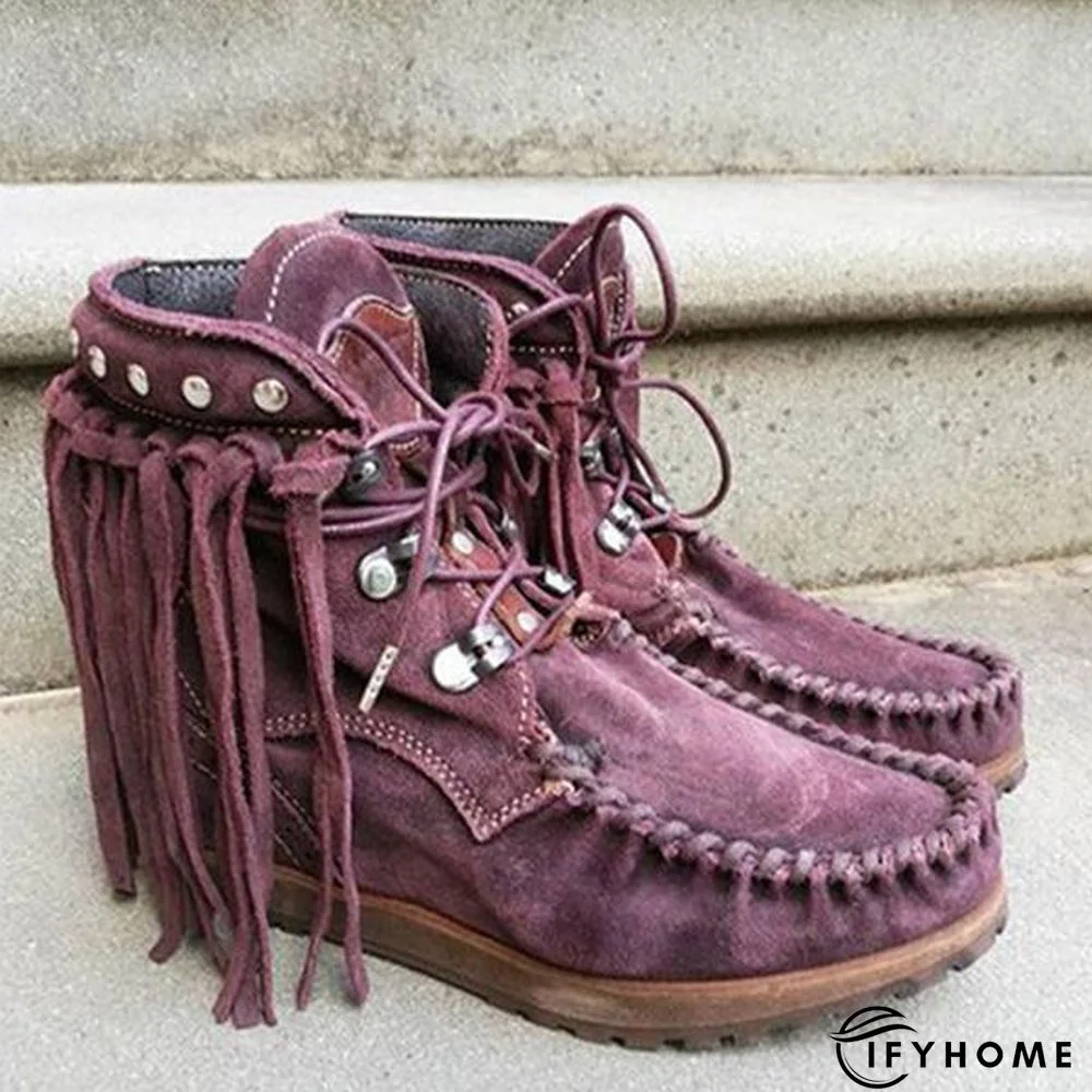 Faux Suede Fringed Autumn Boots | IFYHOME