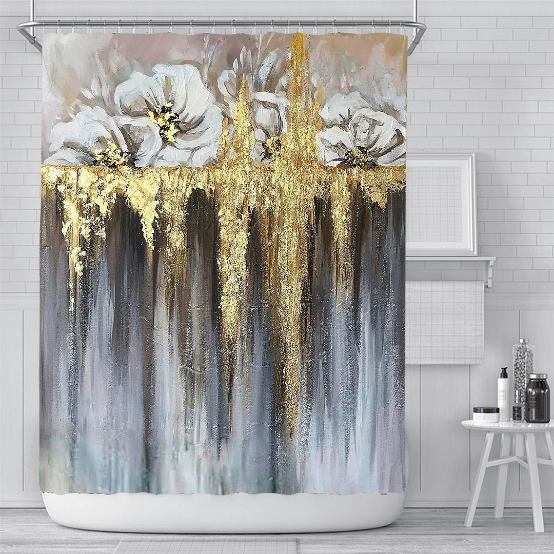 3D Nordic Style Art Painting Bath curtain Waterproof Shower Curtains Geometric Bath Screen Printed Curtain for Bathroom Navidad