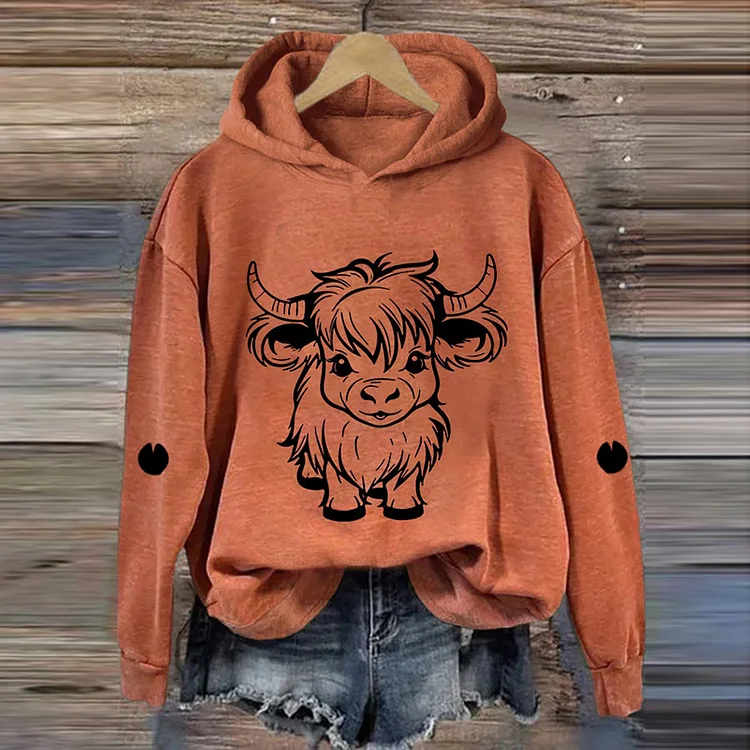 Wearshes Women's Cute Highland Cow Casual Hoodie