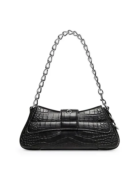 Balenciaga Lindsay Small Shoulder Bag With Strap Crocodile Embossed
