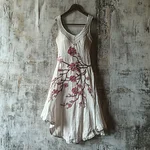 Vintage Celtic Knot With Cherry Blossoms Pattern Linen Tank Dress - Image 7