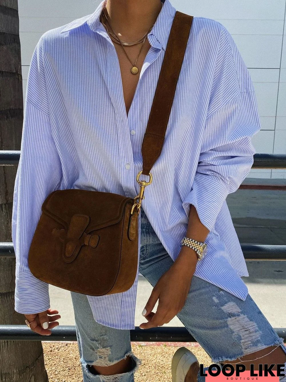 Casual Loose Buttoned Cotton-Blend Blouse