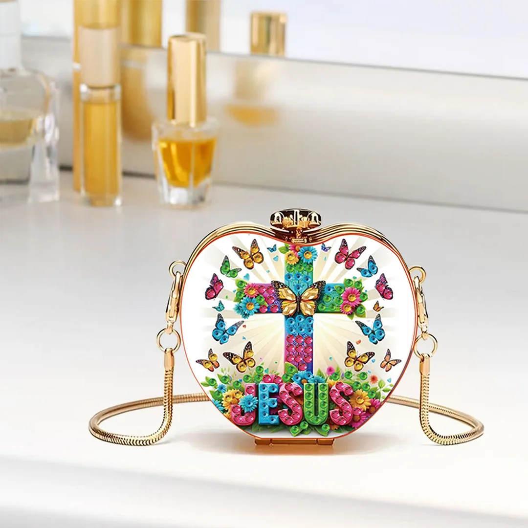 Cross DIY Acrylic Love Art Diamond Painting Coin Purse with Chain for Women Girl
