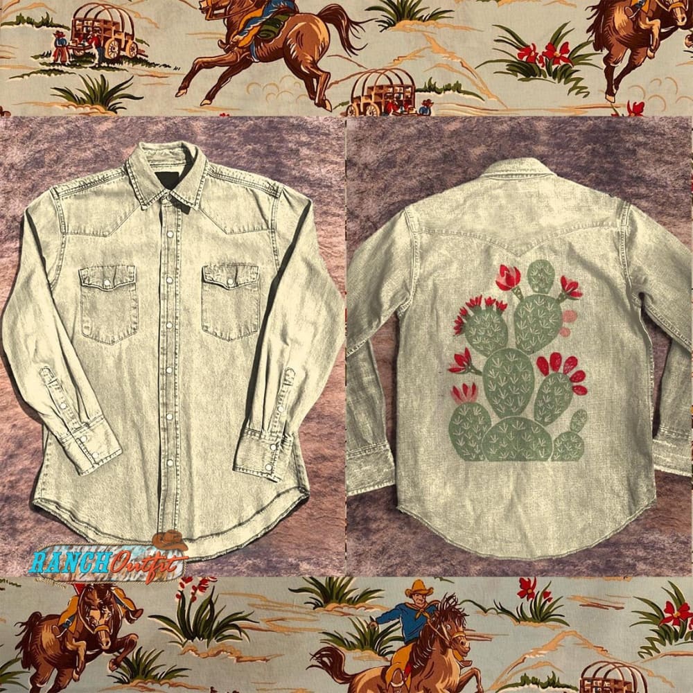 Vintage Cactus Print Casual Shirt Multicolor / S
