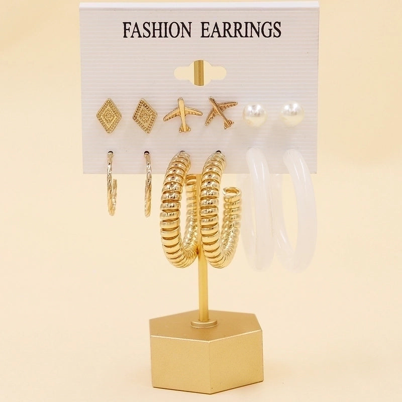 1 Set Minimalist Circle Heart Shape Butterfly Metal Plating Inlay Pearl Women’s Earrings