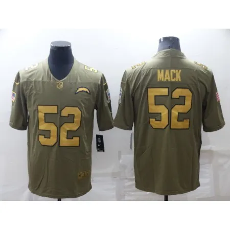 Men's Los Angeles Chargers #52 Khalil Mack Olive/Gold Salute To Service Limited Stitched Jersey K0UA