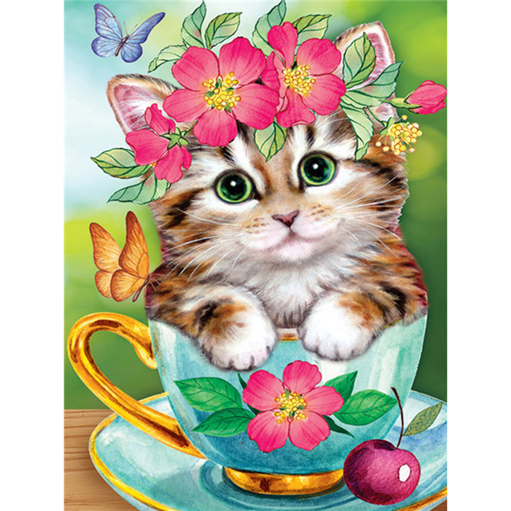 

40*50CM - Square Drill Diamond Painting - Teacup Cat, 501 Original