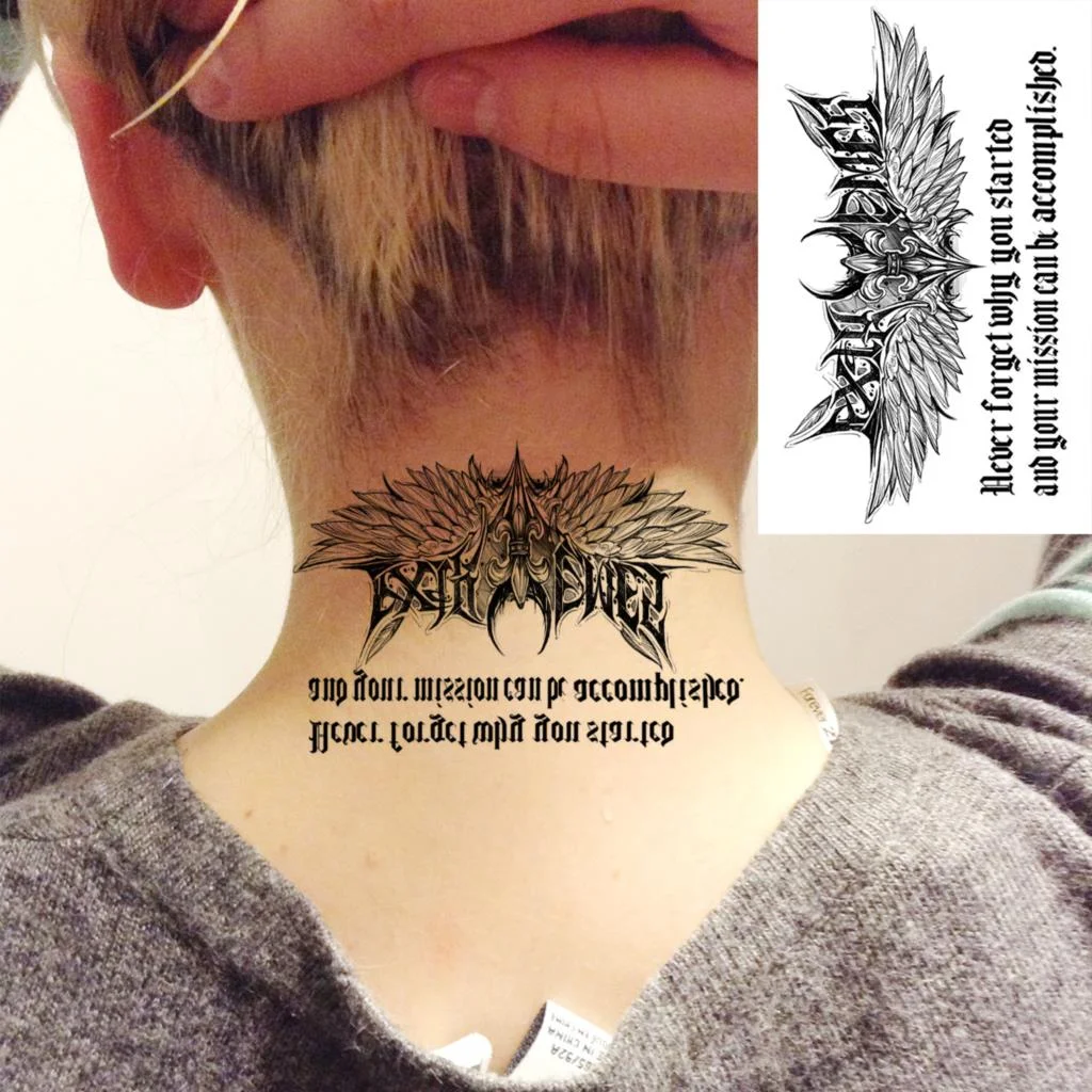 Black Little Flower Fashion Finger Temporary Tattoos For Women Adult Leaves Daisy Rose Fake Tattoo Letter Body Art Tatoos Decal