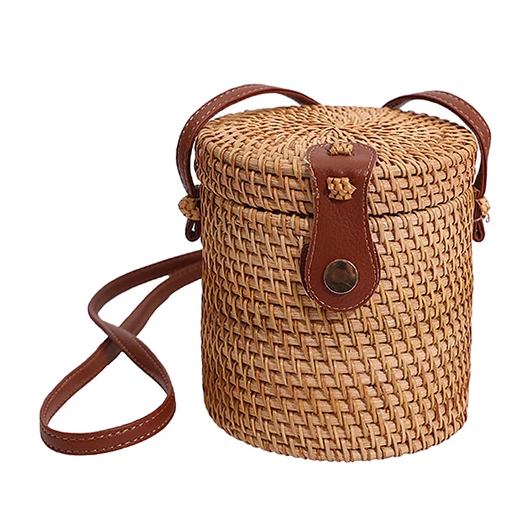 Handwoven Crossbody Bag Adjustable Strap Rattan Women Handbags for Daily Leisure