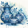 Blue And White Porcelain Teapot-11CT Stamped Cross Stitch 40*40cm/15.75*15.75in