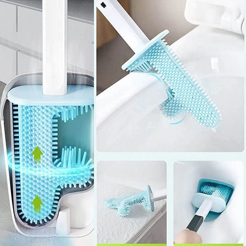 No Dead Corner Cactus Toilet Brush Silicone Bristles Toilet Brush Wall ...