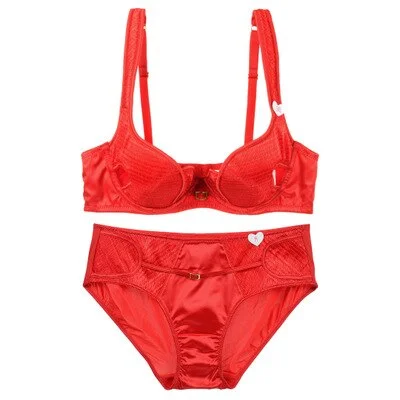 Wriufred Sexy classic thin cotton thread molded cup bra panties set ladies plus size underwire push up women lingerie set