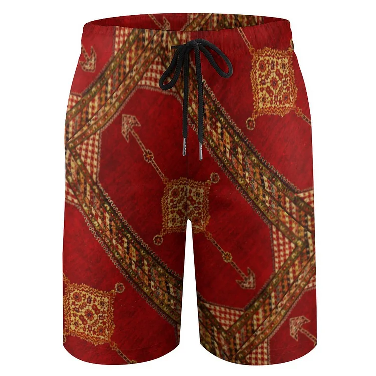 Vintage Ersari Turkmen Persian Carpet Tribal Boys Quick Dry Beach Board Short Summer Swimsuit Shorts - Heather Prints Shirts