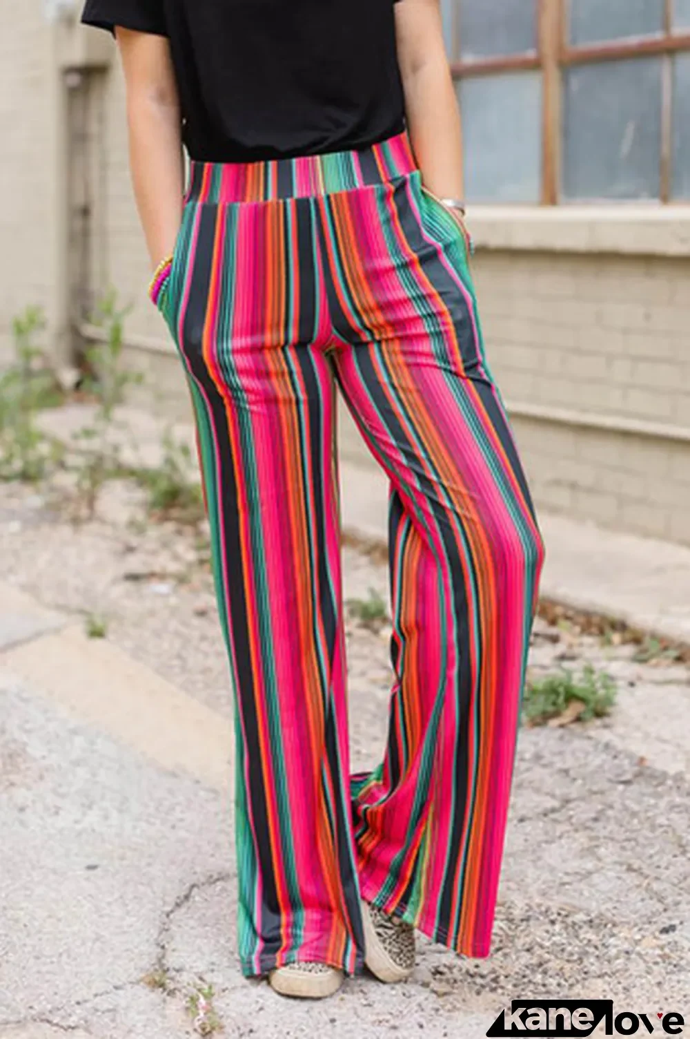 Multicolor High Waist Serape Print Wide Leg Pants