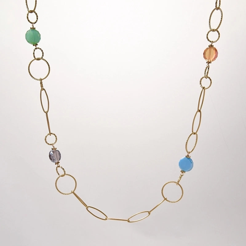 Retro Geometric Swirl Pattern 304 Stainless Steel Natural Stone 14K Gold Plated Plating Inlay Pendant Necklace Necklace