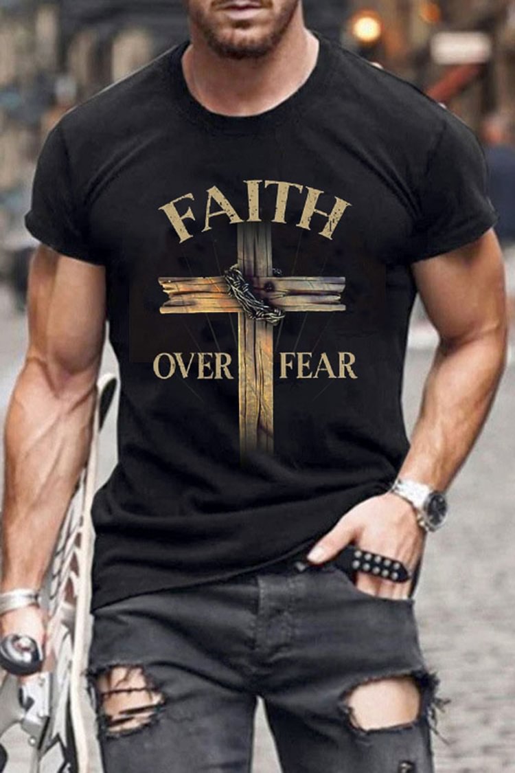 Tiboyz Men's Jesus Cross Short Sleeve T-Shirt