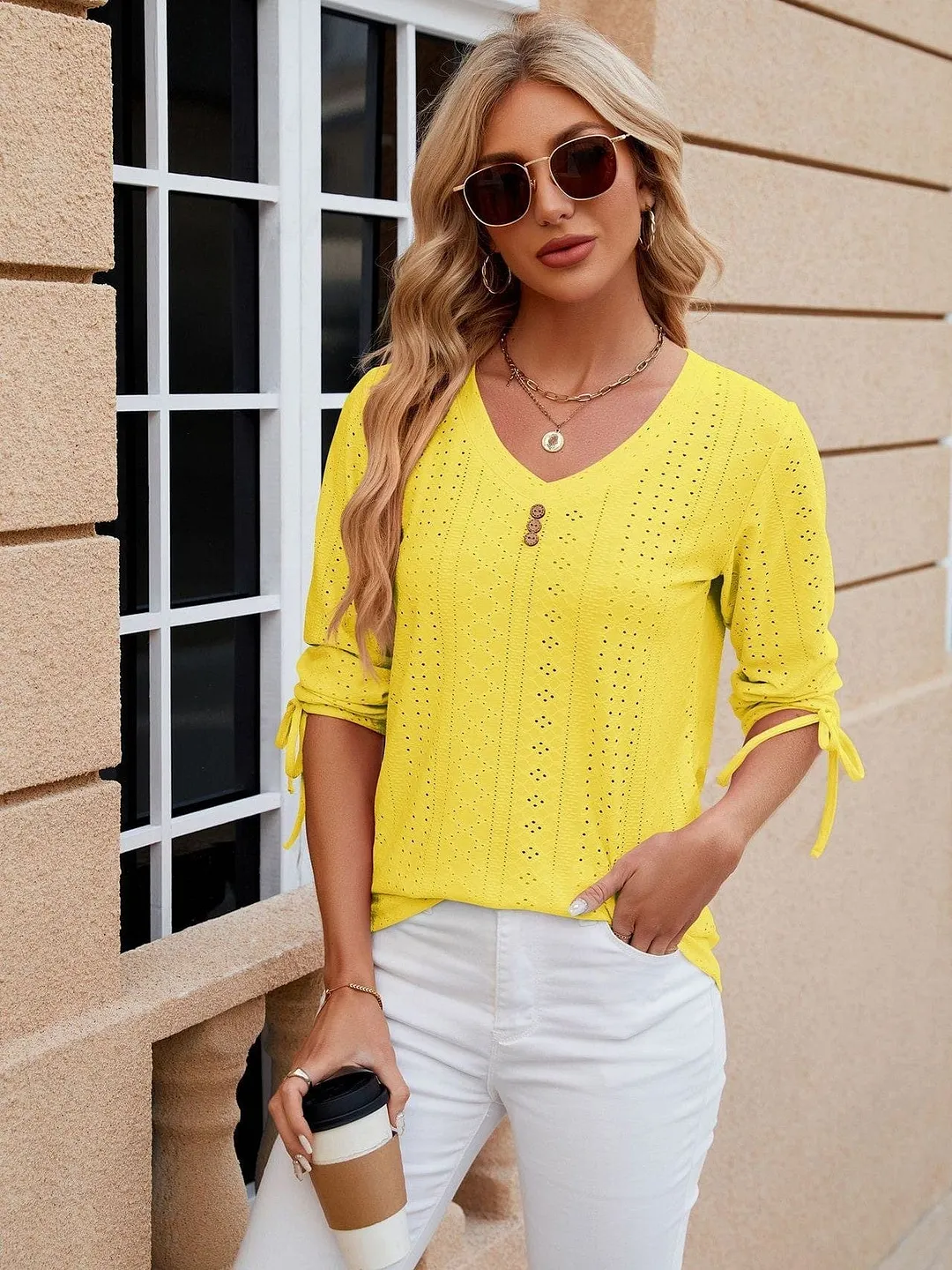 Grey Ribbed Knit Top with Short Sleeves