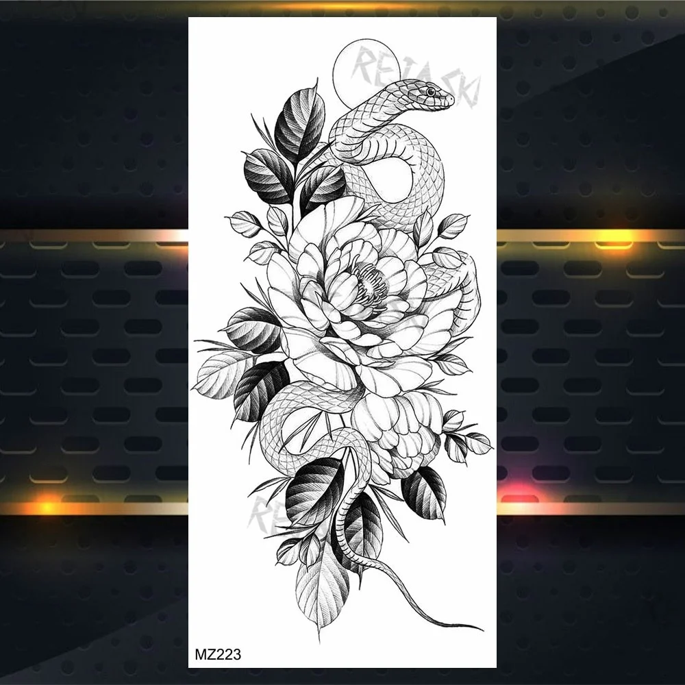 Sdrawing Rose Jewelry Water Transfer Tattoo Stickers Women Body Chest Art Temporary Tattoo Girl Waist Bracelet Flash Tatoos Flower