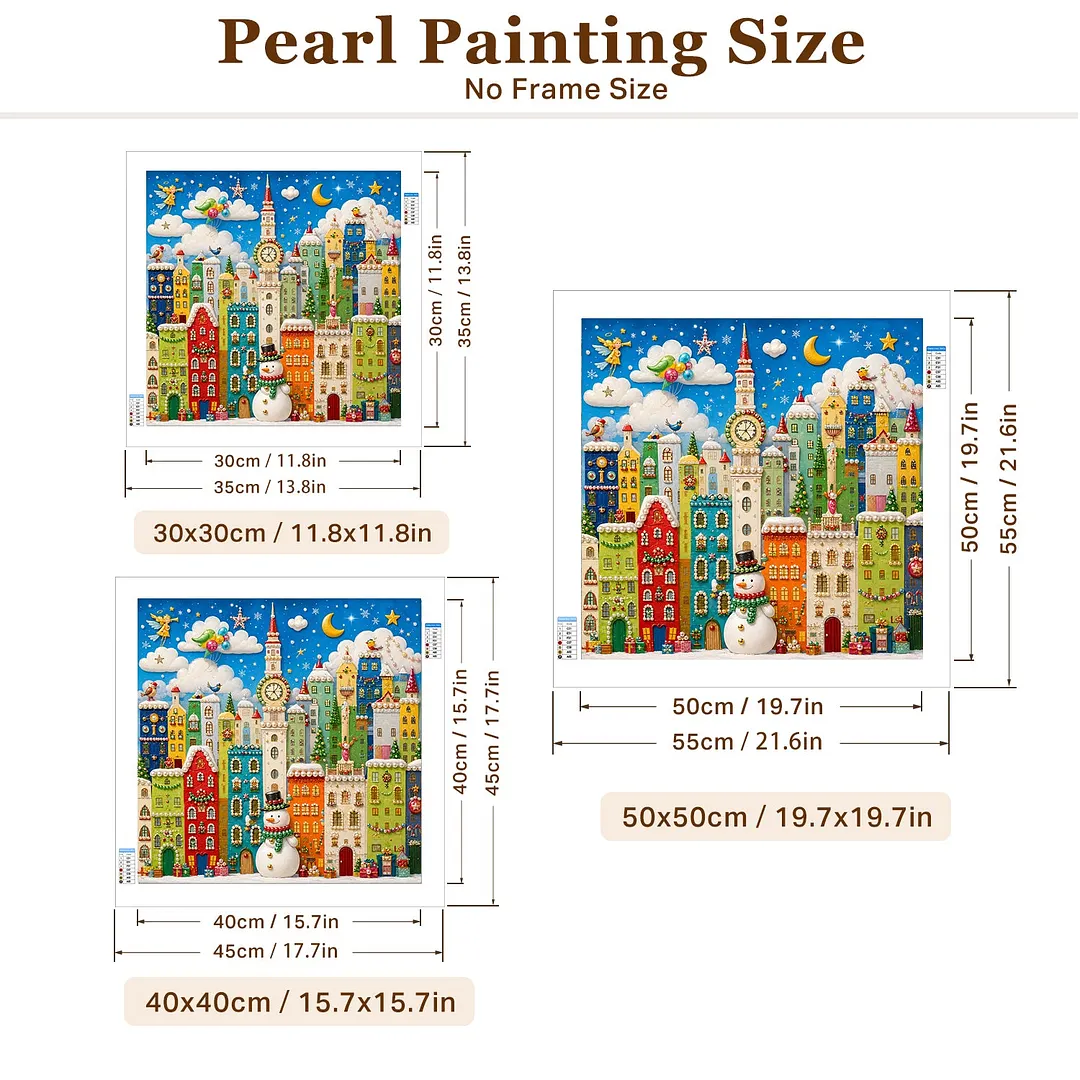Colorful Christmas Village - Pearls Painting