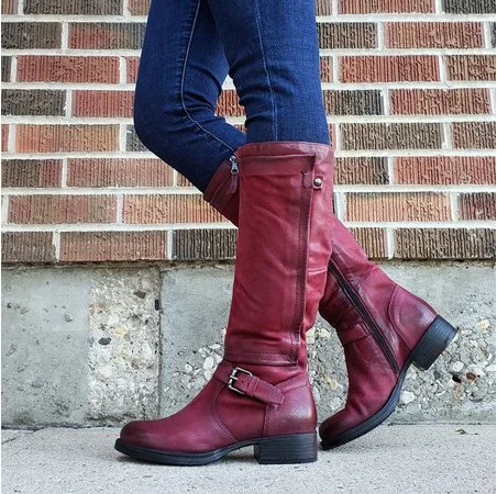 Femme Bottes Cavalières Extérieur du Quotidien Bottes Marche Cuir Fermeture