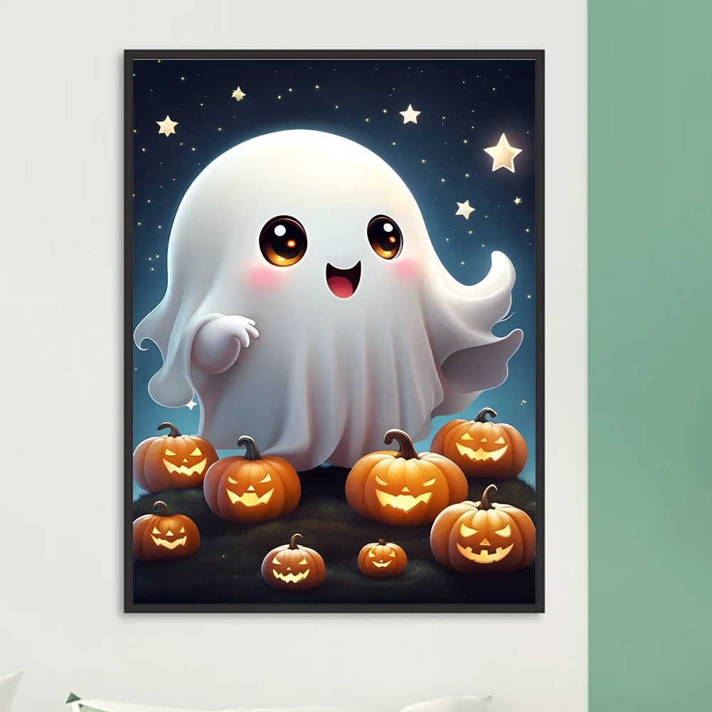 Diamond Painting - Full Round Drill - Halloween Cute Ghost(Canvas|30*40cm)