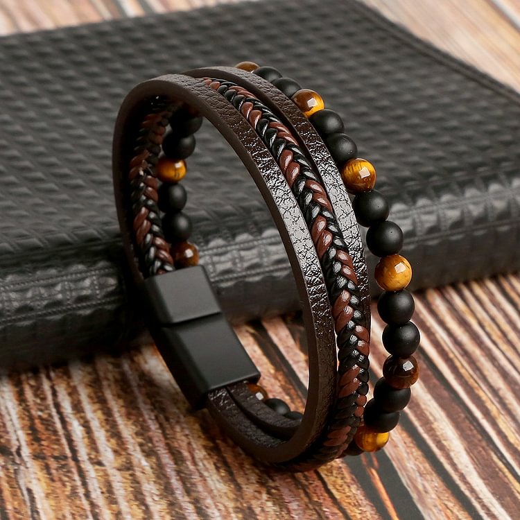 BrosWear Men's Casual Beaded Woven Bracelet