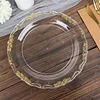 10 Pack | 10" Gold Vintage Rim Clear Hard Plastic Dinner Plates With Embossed Scalloped Edges, Disposable Party Plates