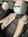 Halloween Spoof Face Funny Car Headrest Cover Decoration for Most Cars (White)