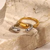 Simple Waterdrop Golden Silver Open Ring