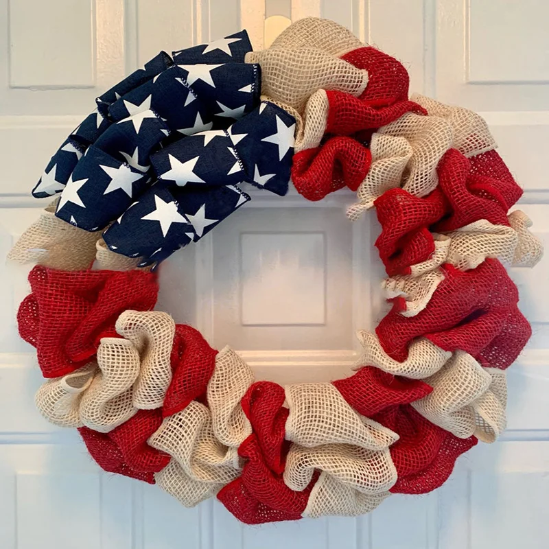 American Flag Patriotic Burlap Wreath