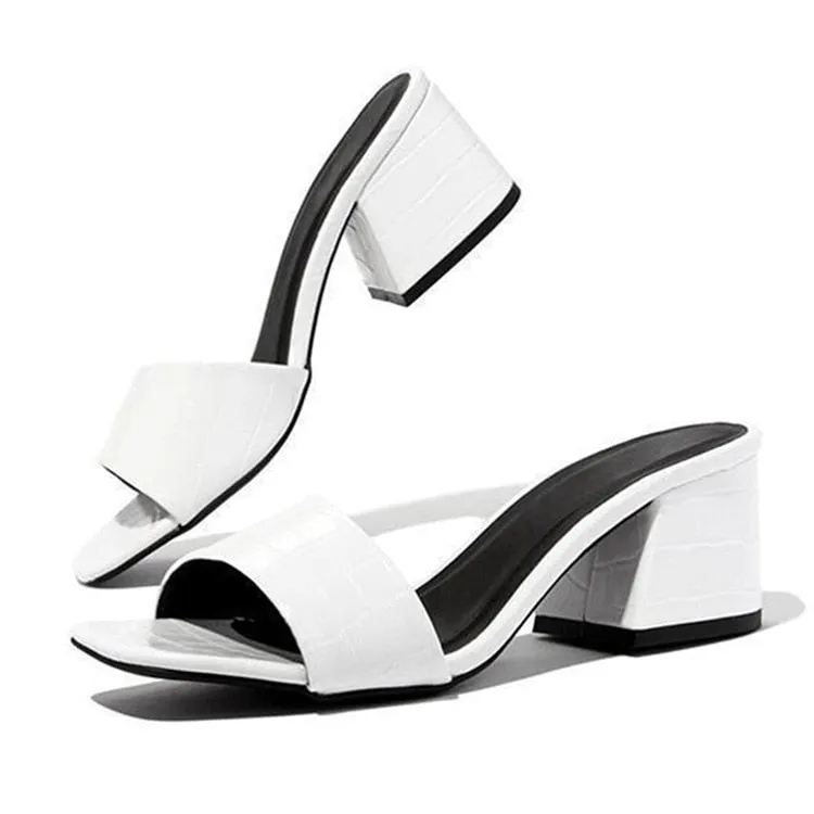 Fashion Women Pumps Slippers Ladies Square Toe Female Slides Summer Shoes Sandals High Heels 2022 Indoor Zapato Mujer Sandalias