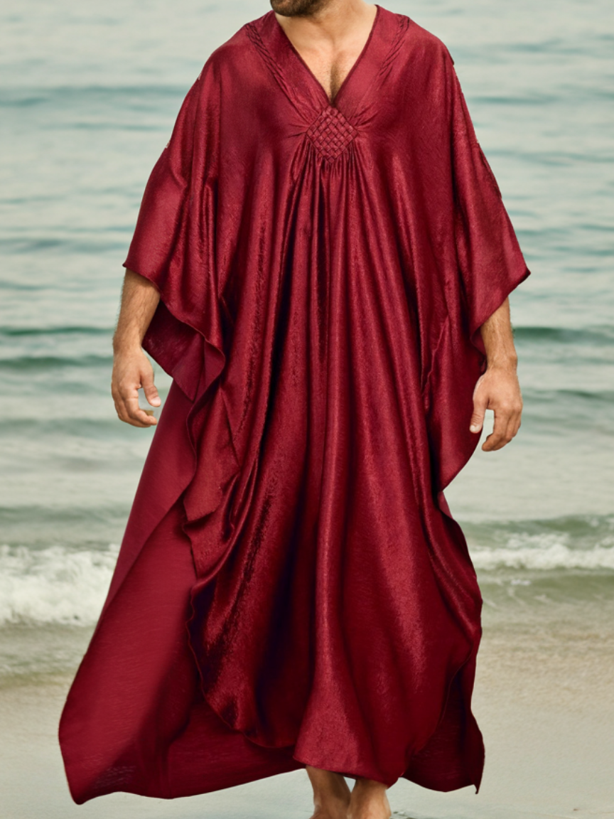 Men's Gorgeous Red Satin shimmer Kaftan