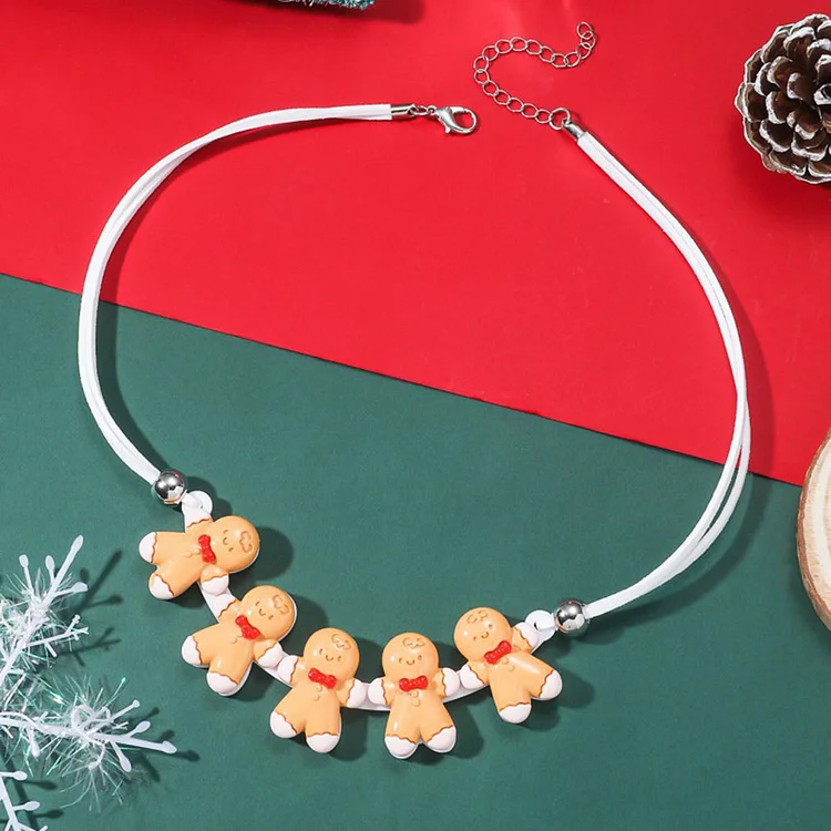 Christmas Cute Cartoon Santa Claus Bell Snowman Pendant Necklace