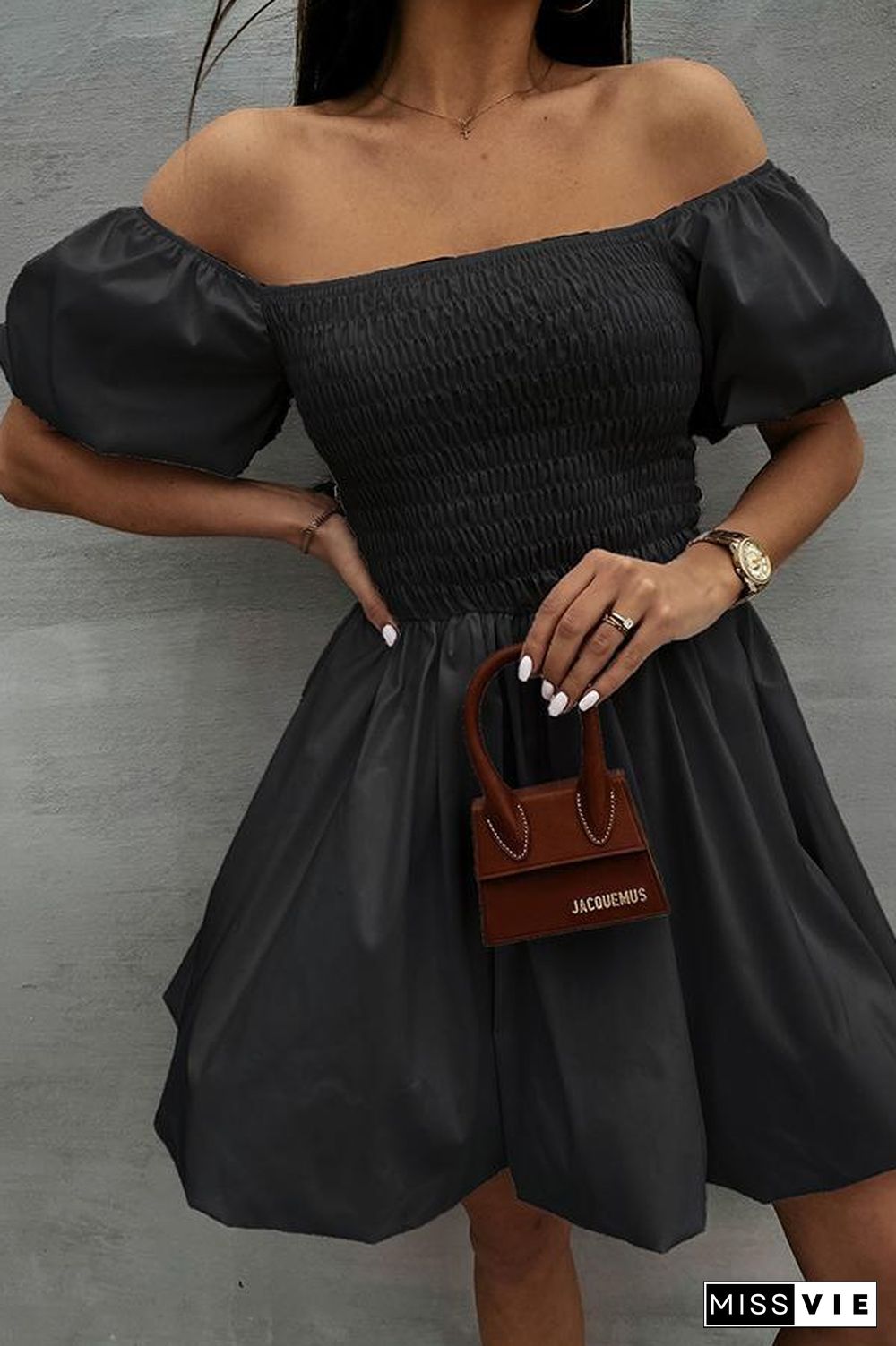 Puff Sleeve Mini Dress P14299