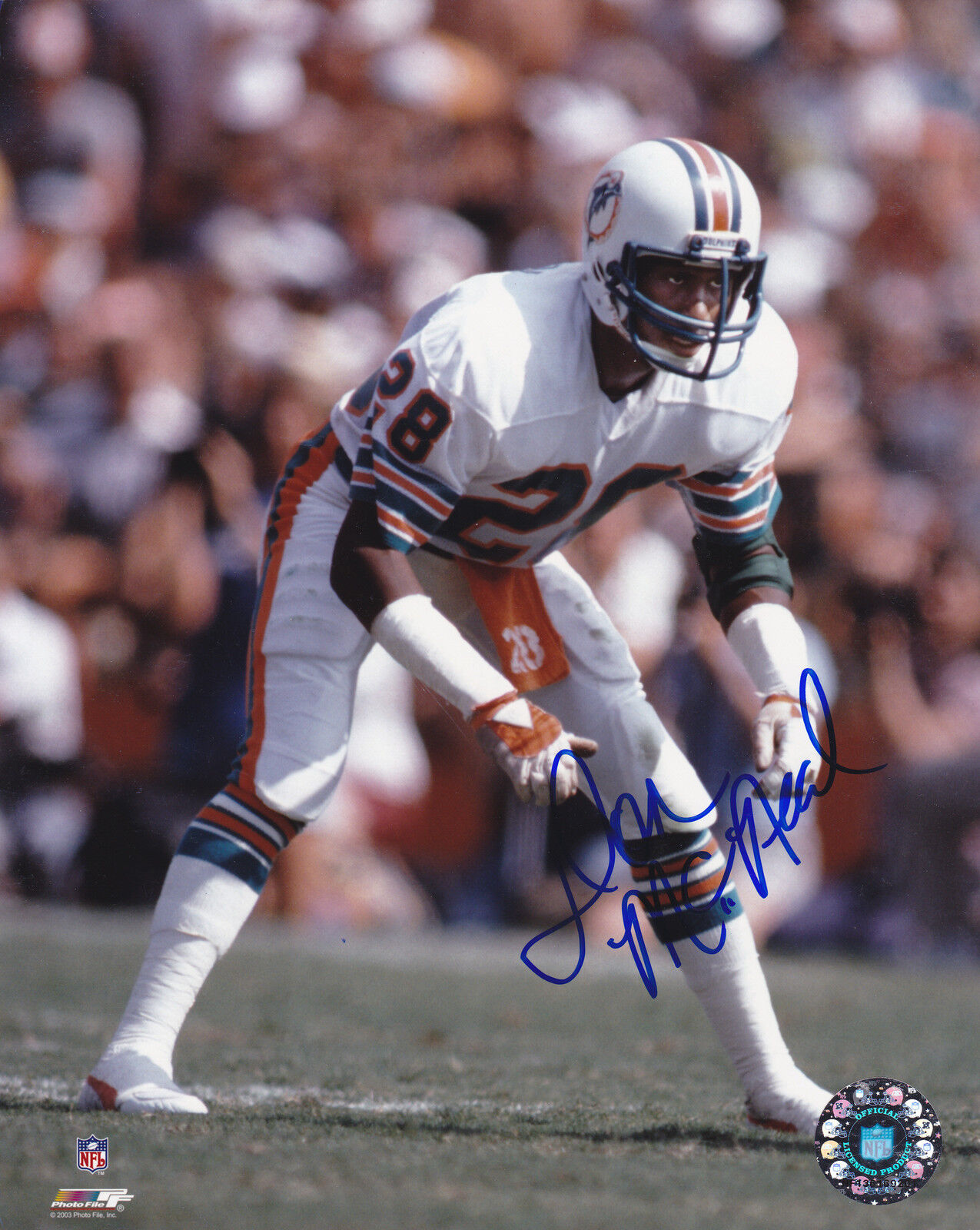 DON MCNEAL MIAMI DOLPHINS ACTION SIGNED 8x10