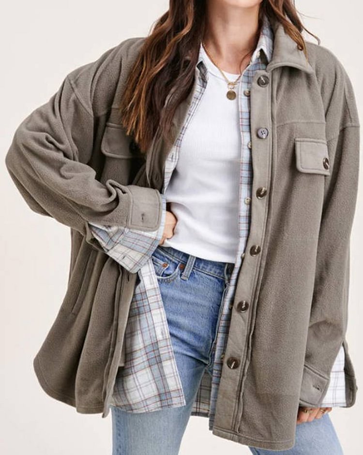 Dark Grey Cotton Fine Line Casual Personality Comfortable Fashion Versatile Jacket