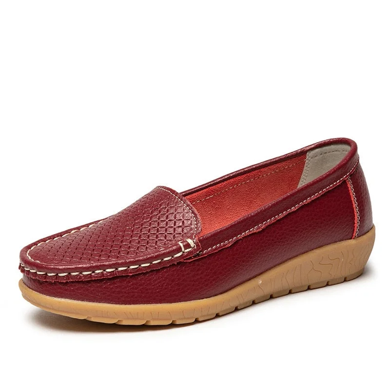 Women Flats Fashion  Casual Slip On Loafers Women Genuine Leather Shoes Plus Size Moccasins Woman Shoes Nurse Women Loafers