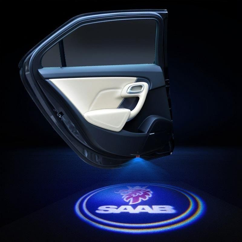2X LED Car Door Welcome Light HD Logo Courtesy Projector Ghost Laser Saab voiturehub dxncar