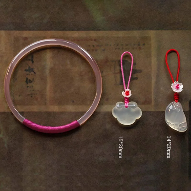 Natural Chalcedony Green Aventurine Lotus Bell Blessing Bracelet Bangle