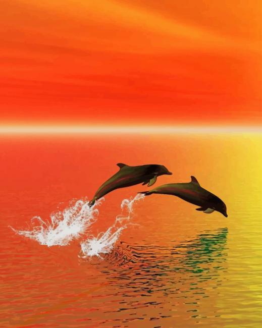 

Dolphins Jumping Out Of Water – Paint By Numbers - 40*50CM, 501 Original