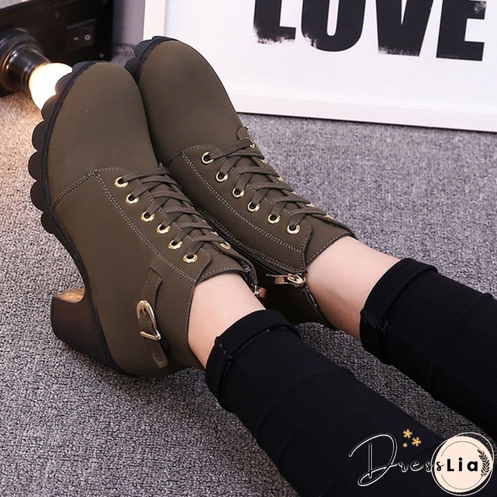 LSKJ Women Heel Short Boots Ankle Warm Short Boots Female Boots